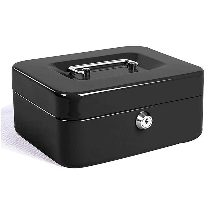 Mingyou 25SCB Security Metal Cash Box with Money Tray, Middle-size Safe Lock Box with Key